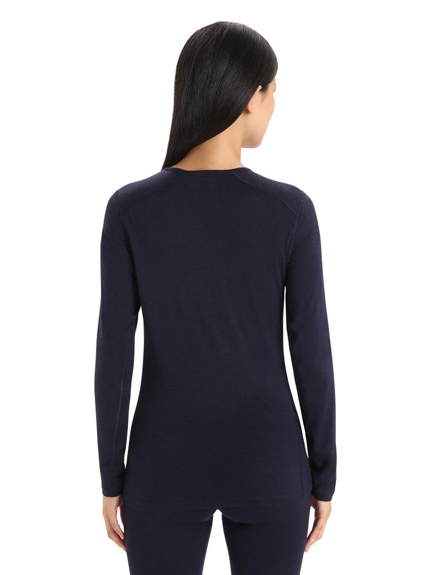 Une pièce Icebreaker Merino 200 Oasis Long Sleeve Crewe Thermal Top Femme Bleu Marine | FR 1766KORI